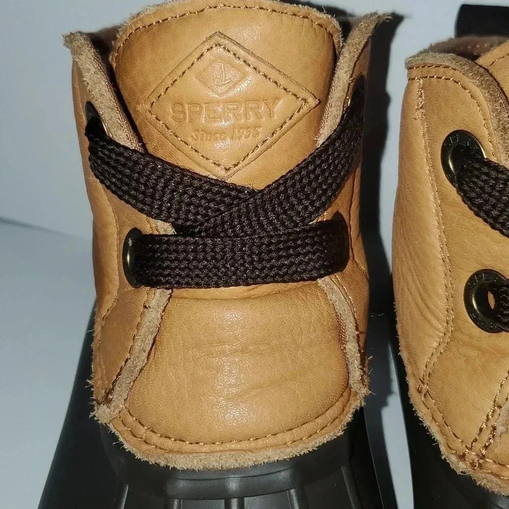 Sperry Women's Saltwater 2-Eye Leather Tan/Brown Rain Boot Women's Size 7 - Picture 6 of 16